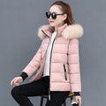 2025 New Winter Parkas Women Jacket Fur Collar Hooded Basic Coat Female Jacket Warm Zipper Short Cotton Padded Outerwear Coat